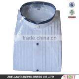 2016 White With Black Banded Collar Trim 1/2" Pleat Tuxedo Shirt thumbnail-1