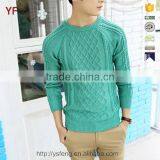 Crew Neck Men Argyle Pattern Cable Fancy Sweater thumbnail-1