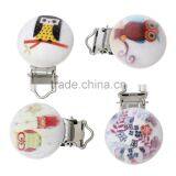 Custom Round Mixed Owl Halloween Pattern Baby Wood Pacifier Clip thumbnail-3