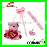 Baby Toys I Love You Plush Heart Set Includes A Bear, Pen, Key-chain and A Slap Bracelet