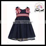 2016 Polka Dots July 4th Dress Children Summer Midi Dresses Party Dresses for 8 Year Old Girls Children Long Frocks Designs