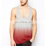 Gym Fitness Wear Sleeveless 100% Cotton Customized Dip Dye Mens Tank Tops thumbnail-3