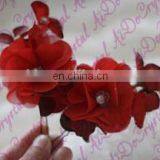 Aidocrystal Red Rose Hair Pin Flower Bobby Pins Red Hair Accessories for Bridal thumbnail-5