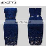 Fashion Oem off Shoulder Sexy Midi Dresses Bodycon Bandages Two Piece Evening Dress Production thumbnail-2