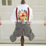Pet Clothing Suspender Brushed Houndstooth Plaid Trousers Set Lion Printing For Pets thumbnail-4