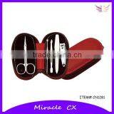 Red pu Zipper Bag 5pcs Manicure Set