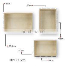 Rustic Walnut Wine Rack Storage Baskets Wall Mount Wooden Crates thumbnail-3