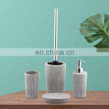 Vertical Stripes Relief Design 4-piece Ceramic Bath Accessory Hardware Designer Bathroom Set thumbnail-2