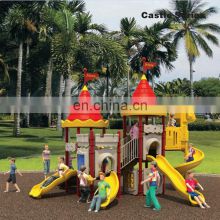 Big castle amusement park kids with large plastic slide outdoor children playground equipment