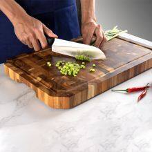 End Grain Food Meat Fruits Acacia Wooden Chopping Boards With Juice Groove Cutting Board thumbnail-3