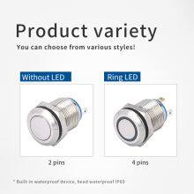 Ip65 12mm Metal Flat Head 6v One Normally Open Momentary Switch Push Button for Alarm System thumbnail-2