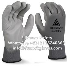 13Gauge Grey Polyester Liner Grey PU Coated Gloves PU Palm Gloves PU Dipped Gloves Work Gloves