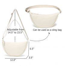 Fashionable Nylon Crescent Shaped Shoulder Bag Stylish Half Moon Shape Handbag Waterproof Sling Crossbody Bag for Women Men thumbnail-4