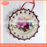 ceramics round hollow hanging plate coated colorful pearl glazed for souvenir and decorative plate, design can be custom