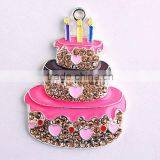 2016 Valentine's Day New Design Silver Zinc Alloy Fasion Charm Cake With Heart Rhinestone Pendants For Chunky Necklace Making thumbnail-1