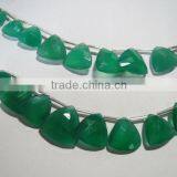 10mm - 15mm Green Onyx faceted triangle beads