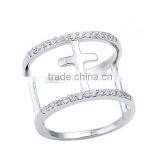 Cross Pattern Design Sterling Silver Cz Ring thumbnail-1