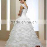 French Design Ball Gown Wedding Dress / Gown Organza Shuttlecocks Drapery Eyelash Lace thumbnail-3