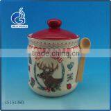 Christmas Kitchen Decorative Ceramic Canister With Spoon