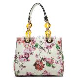 2016 Flower Print Chain Top Handle Cute Satchel lady handbag