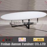 YA606# Ellipse shape steel white glossy top center table
