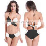 Women Bandeau Bandage Contrast-color Bikini Push-up Gather Swimsuit Bathing Suit thumbnail-1
