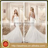 VDN26 Beautiful Hand Made Appliqued Bridal Gown 2016 Mermaid Keyhole Back Lace Wedding Dresses High Neck