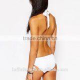 Open Sexy Girl Full Photo Halter Neck Bikini Cut Out Front White Crop Micro Bikini Quality Choice thumbnail-2