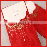 Luxury Happy Red Paper Wedding Invitation Cards Gold Stamping Wholesale thumbnail-1