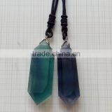 Beautiful Natural Green and Purple Fluorite Crystal Pendants Double Points for Gift