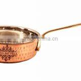 IndianArtVilla Steel Copper Fry Pan With Long Handle 400 ML - Fry Dishes Serveware Dishware Home Hotel Restaurant Kitchenware