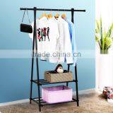 Black Metal Coat Hat Rack 2-tier Garment Drying Rack Clothes Shoe Organizer thumbnail-2