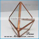 Wholesale Indoor Plant Rose Gold Geometrical Glass Terrarium With Metal Frame thumbnail-2