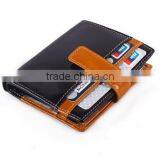 Boshiho Vertical Oil Waxy Cowhide Lether Color Matching Wallet