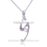 Fashion Simple S Shape Solid 925 sterling Silver Letter Bead Necklaces Pendant