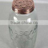 Copper Centerpiece India Glass jar,Glass Jar With Metal Lid for Home Decoration