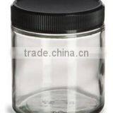 Straight Sided Clear Glass Jar 4 Oz(120ml) w/ Std Black Lid thumbnail-1