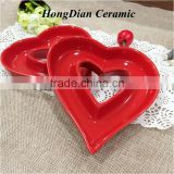 Ceramic Flower Decal Heart Shape Dish for Hotel,Loving Heart Decal Ceramic Dish For Decoration