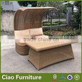 New Design Outdoor Rattan Beach Bed With Coffee Table thumbnail-1