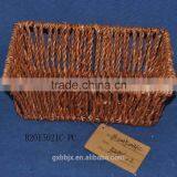 Hand-woven Water Hyacinth Storage Basket With Metal Frame thumbnail-2