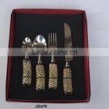 Steel Cutlery Set With Pattern on Round Horn Handle thumbnail-1