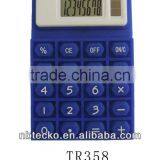 Plastic dual powered 8 digits flexible silicon calculator