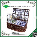 Vintage Wicker Weaving Classic Picnic Basket With Wine Holder thumbnail-1