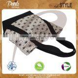 Canvas Beach Tote Bag With Overall Print With Pocket Suitable for Beach Female thumbnail-2
