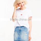 Lovely Heart Pattern Design Custom Printing 100% Cotton Custom O Neck Women White t Shirt thumbnail-1