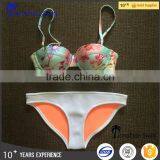 Women's Sexy Floral Print Neoprene Bikini Swimwear.
