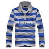 2016 Hot Sale Custom 100% Cotton Long Sleeve Mens Stripe Polo Shirts With Pocket thumbnail-3