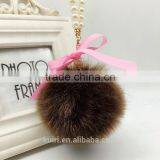 Women Fashion Cute Faux Fur Ball Faux Pearl Keychain Handbag Key Ring Car Key Chain Fmq-16 thumbnail-5