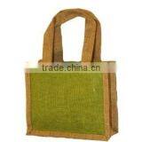 Eco-Friendly Small Two-Toned Jute Gift Bag - Features Jute Self Jute Handles and Comes With Your Logo. thumbnail-5