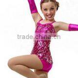 Kid Cool Jazz Dancewear -- Custom Made Dance Costumes---pink Shinning Jazz Costumes thumbnail-1